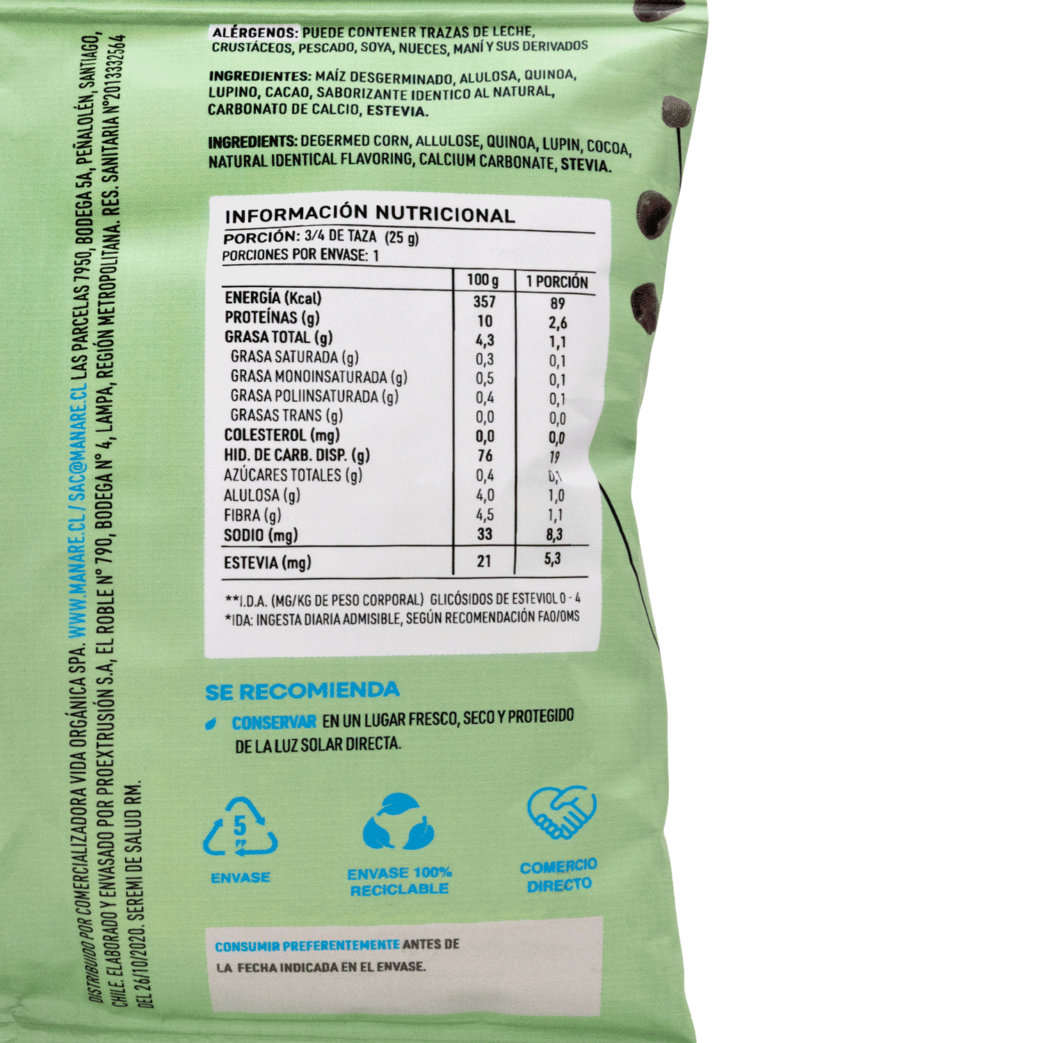 Cereal Sin Gluten Cacao 25gr - Manare