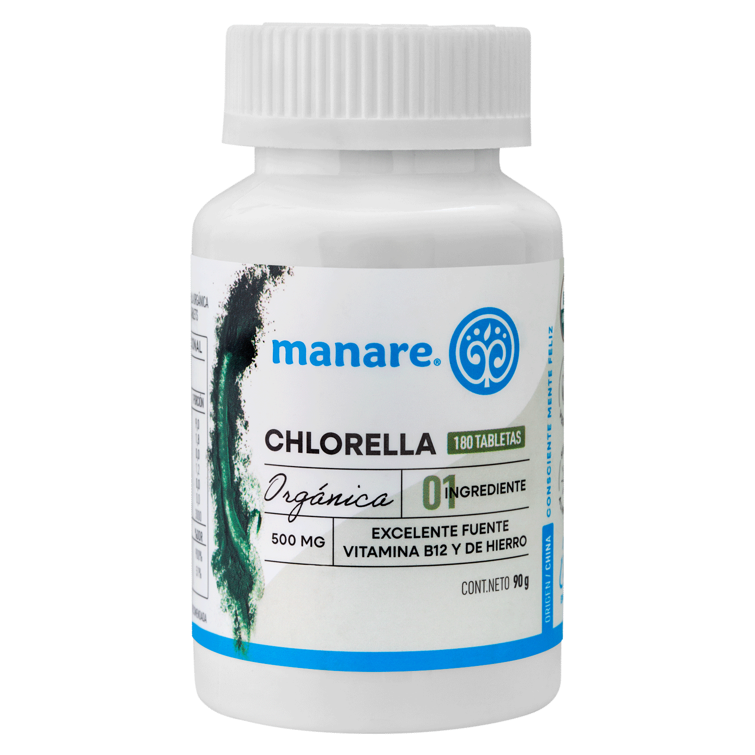Chlorella Orgánica 500mg 180 tabletas - Manare