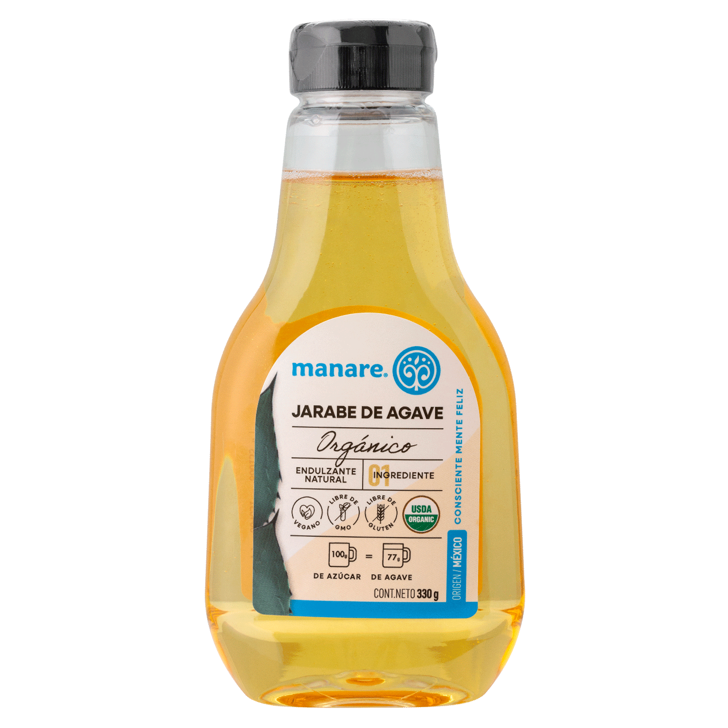 Jarabe de Agave Orgánico 330grs Sin Gluten - Manare