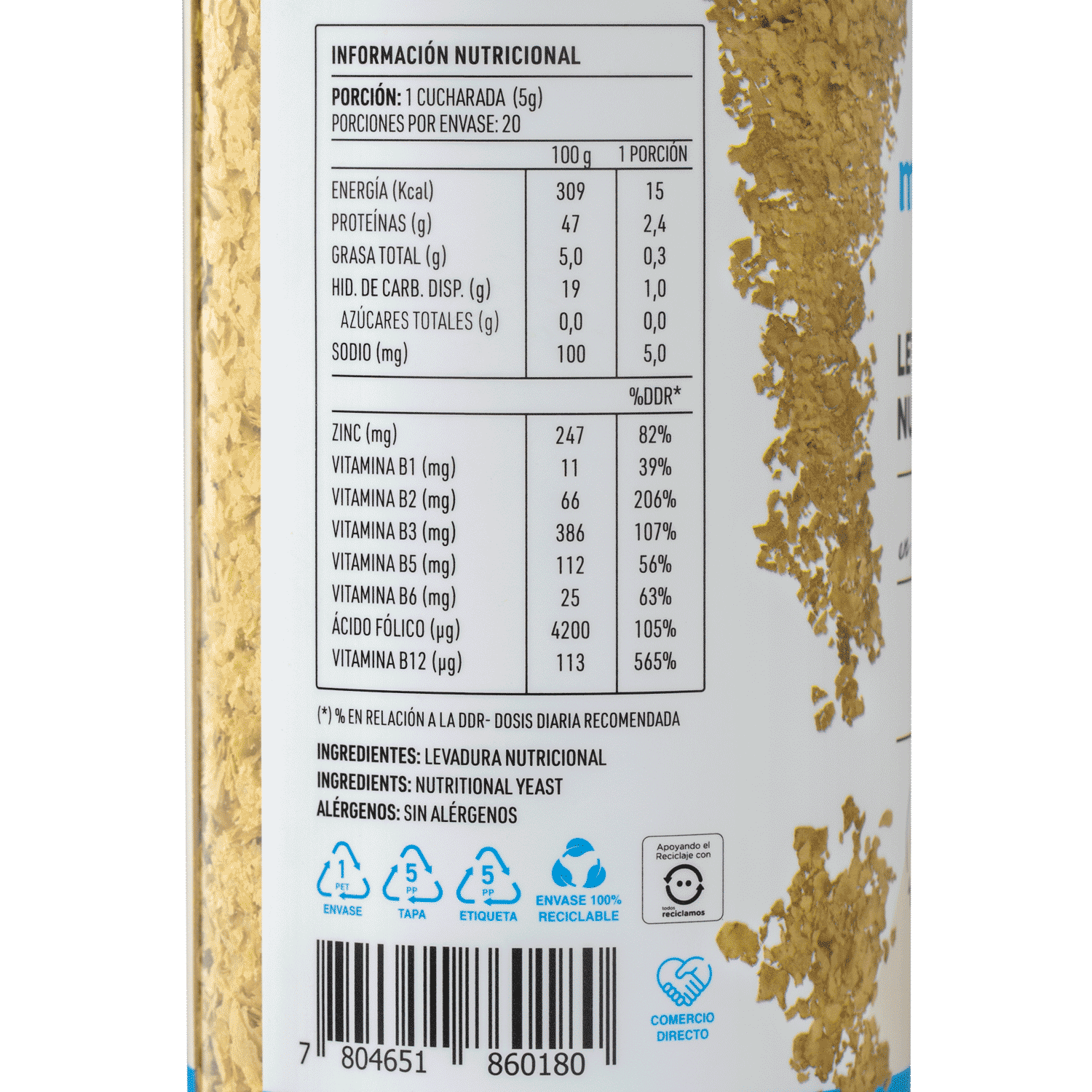 Levadura Nutricional en Copos 100gr Sin Gluten - Manare