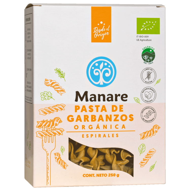 Espirales de Garbanzos Orgánicos Sin Gluten 250gr - Manare