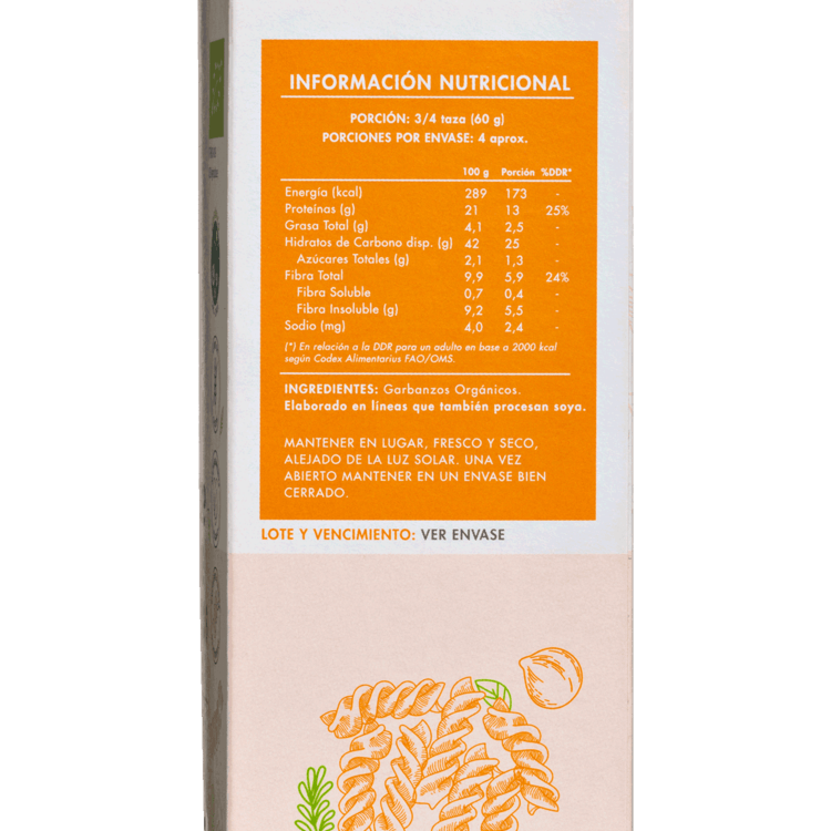 Espirales de Garbanzos Orgánicos Sin Gluten 250gr - Manare