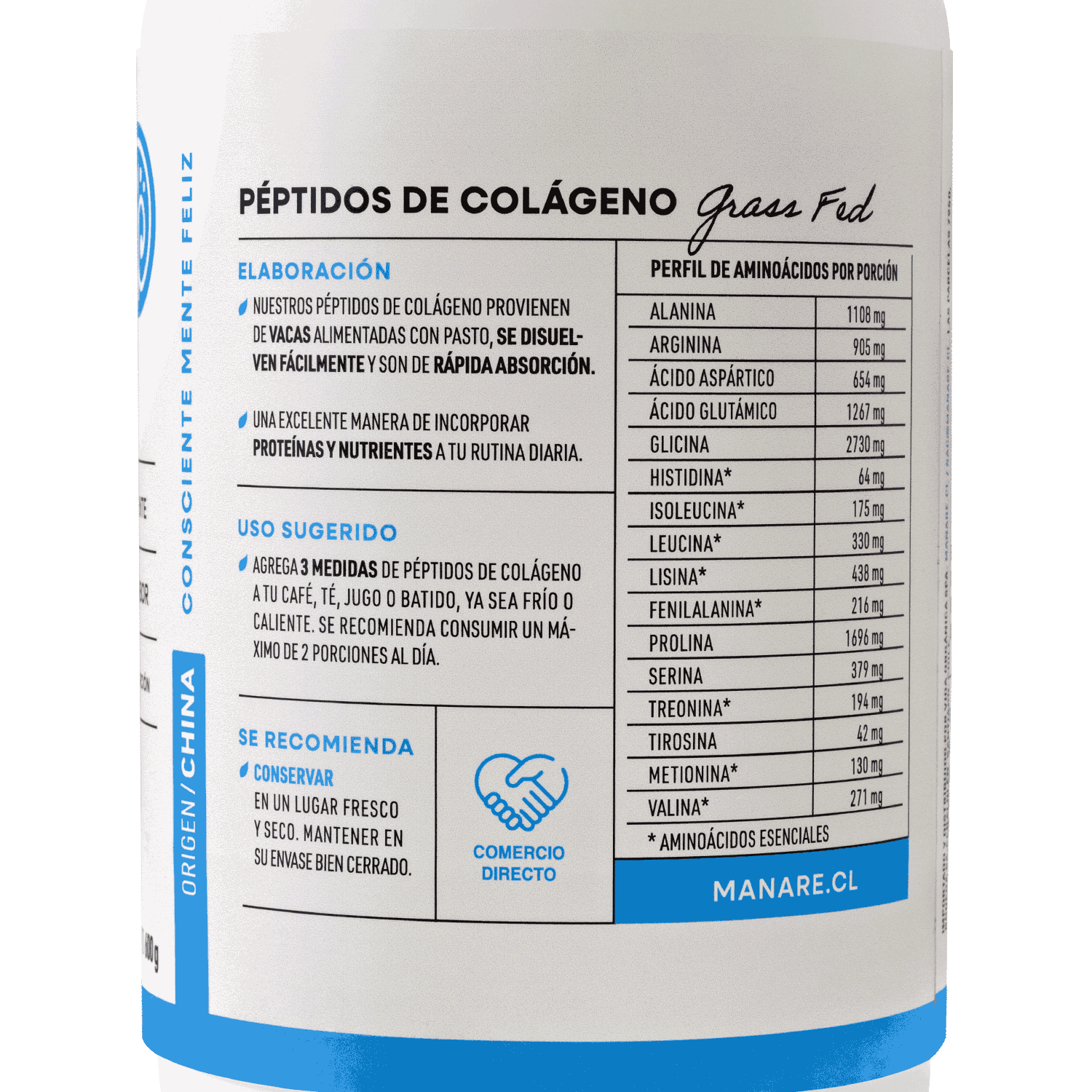 Péptidos de Colágeno Hidrolizado 600gr Sin Gluten - Manare