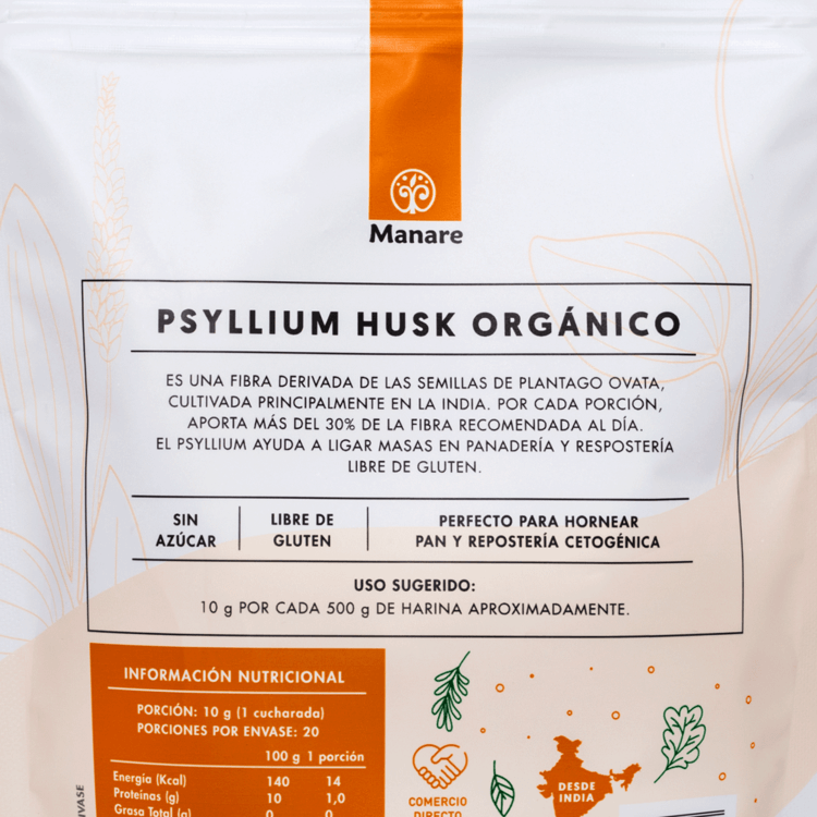 Psyllium Husk Orgánico 200gr - Manare-Superalimentos-Mercado Silvestre
