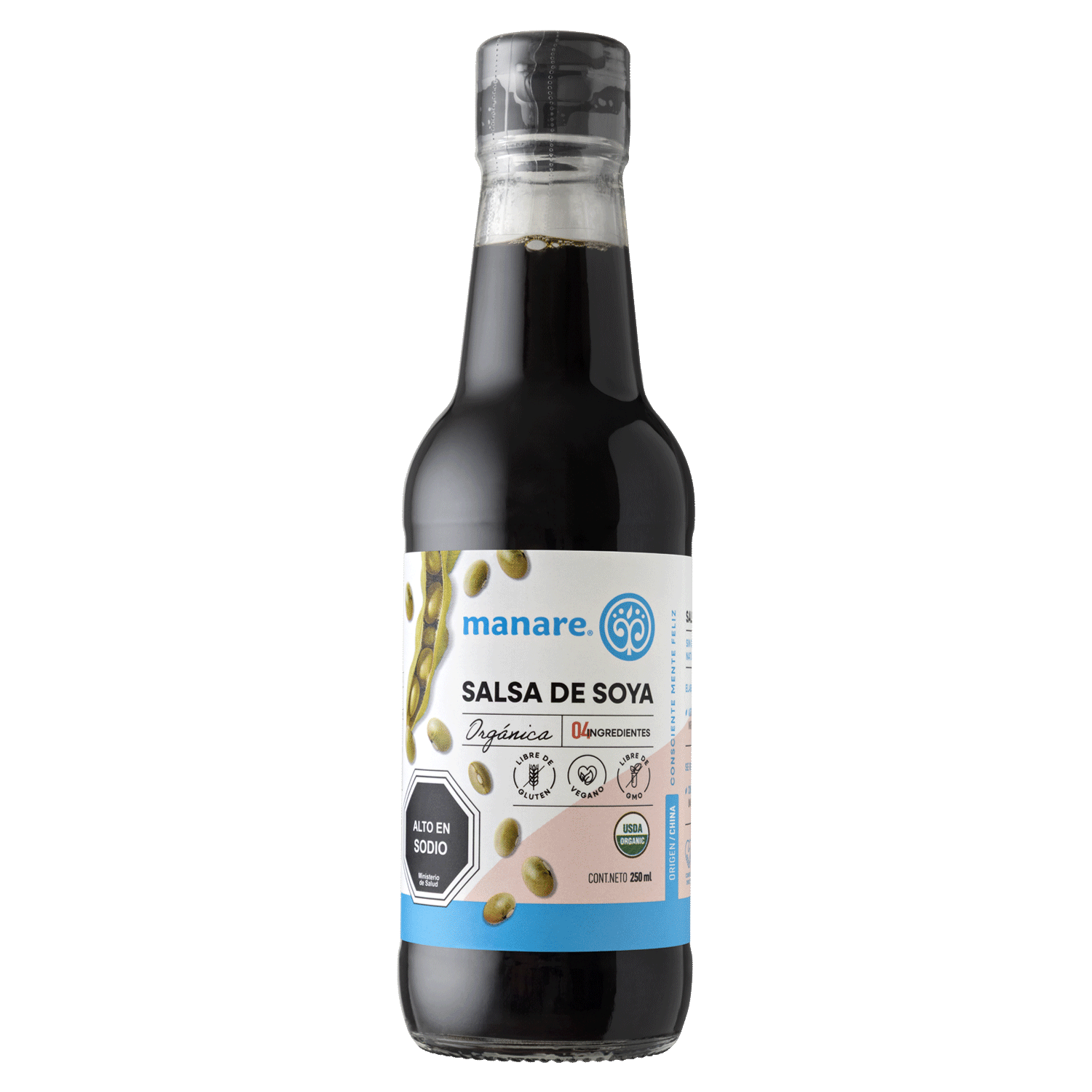 Salsa de Soya Orgánica 250ml Sin Gluten - Manare