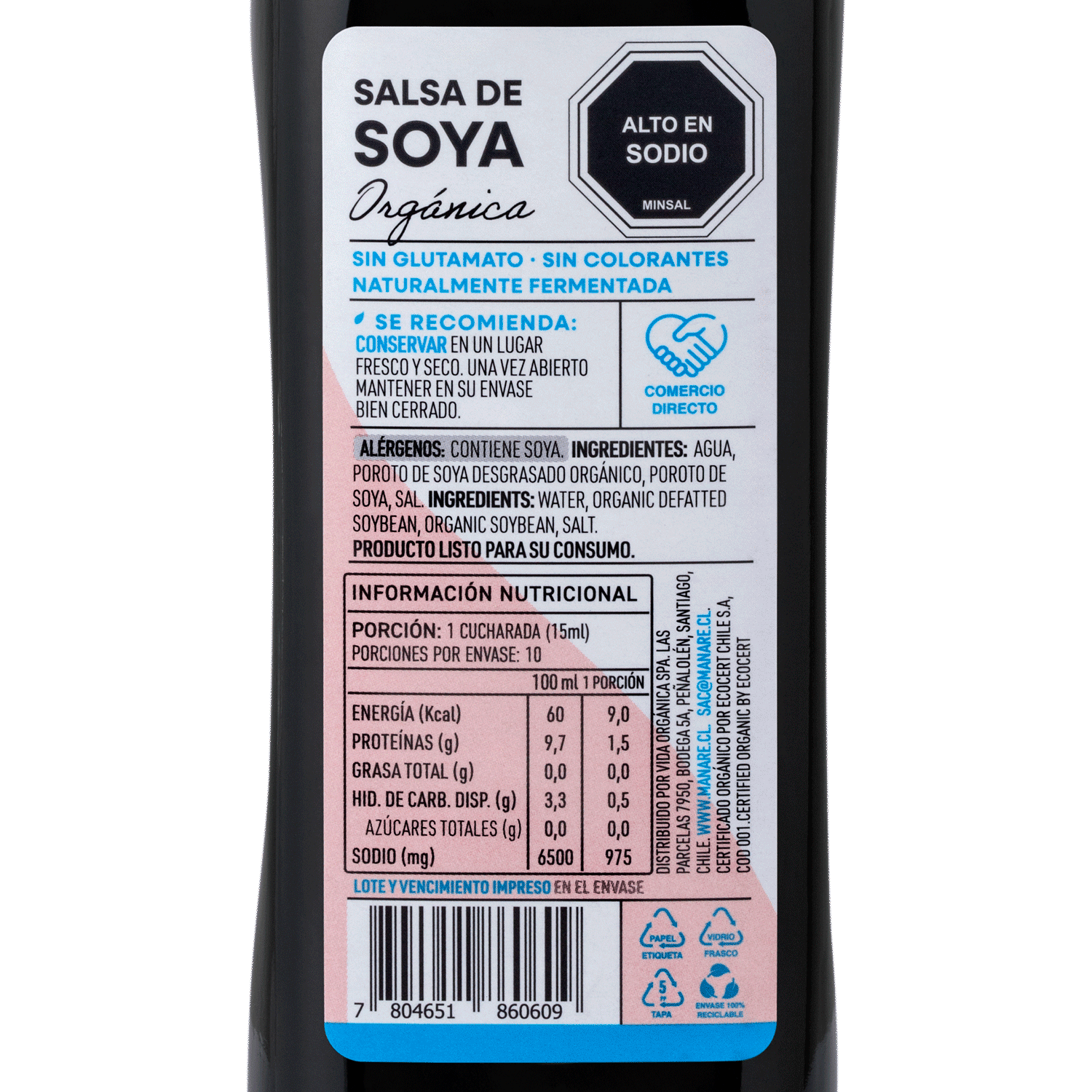 Salsa de Soya Orgánica 150ml Sin Gluten - Manare