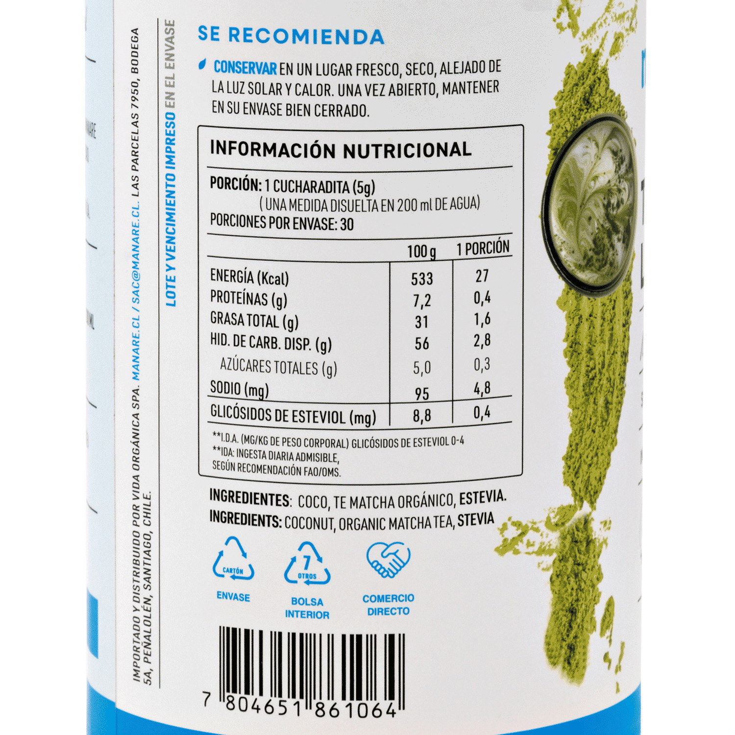 Té Matcha Latte 150gr - Manare