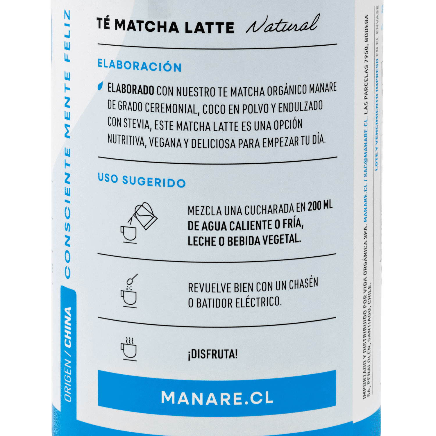 Té Matcha Latte 150gr - Manare