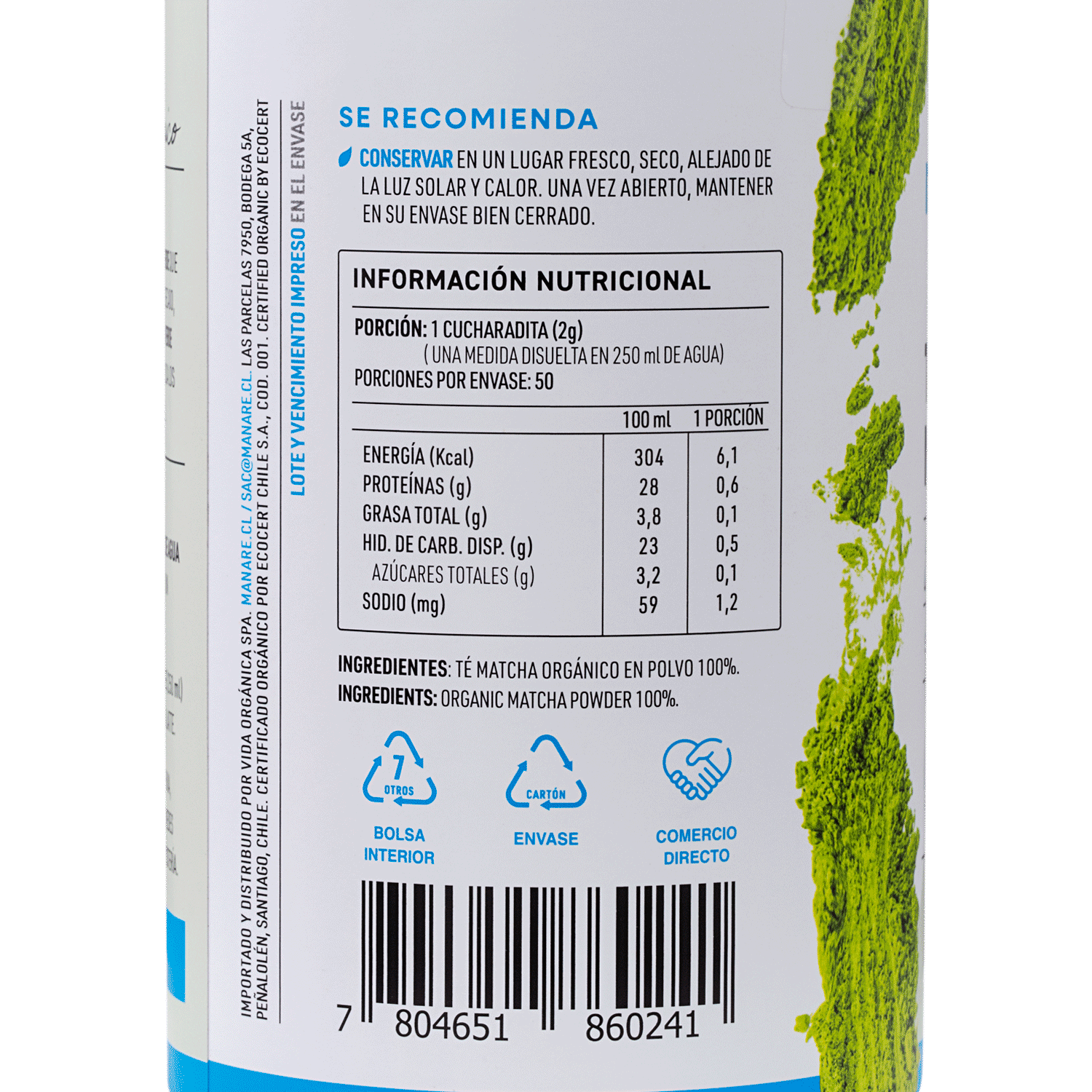 Té Matcha Orgánico 100gr - Manare