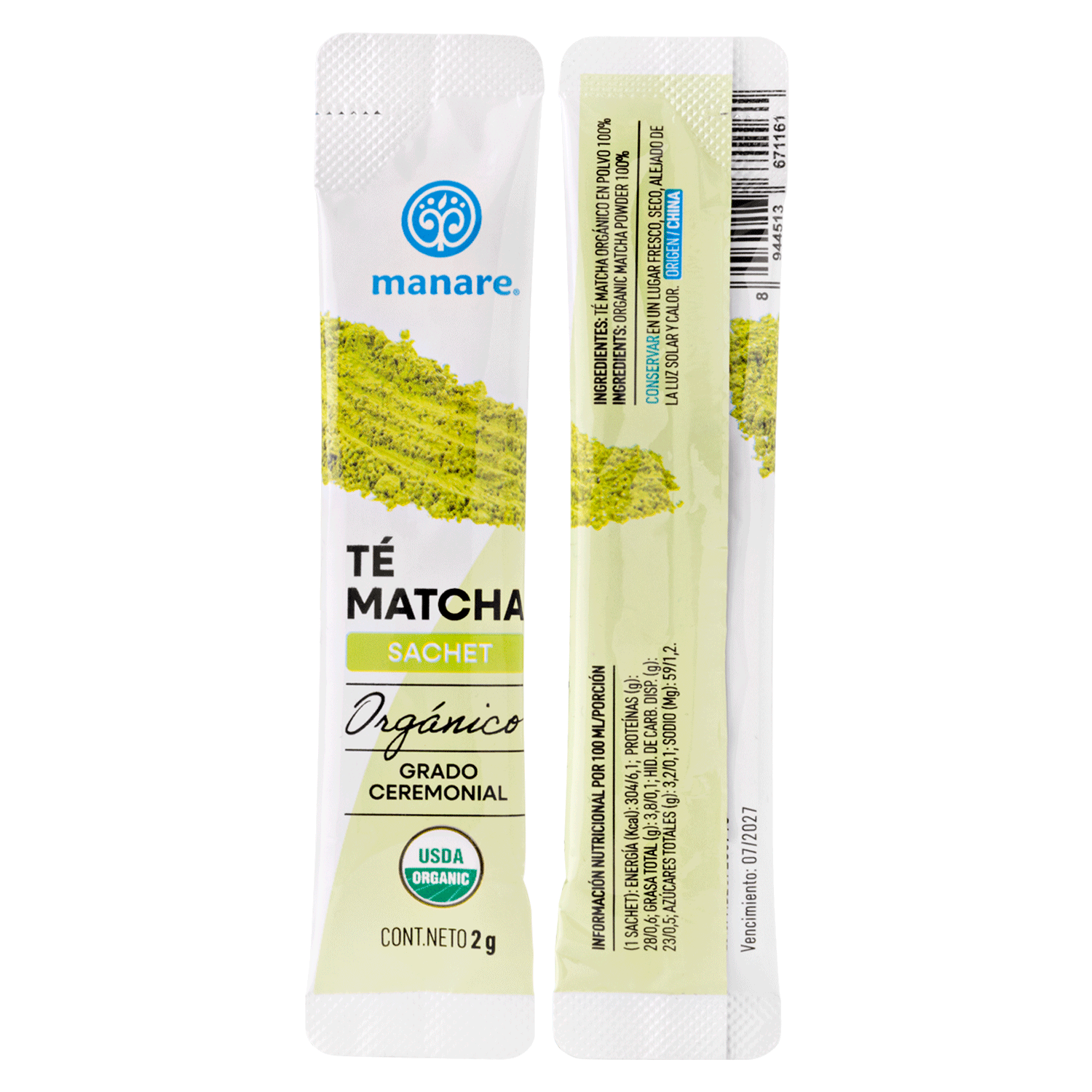 Té Matcha En Polvo Orgánico - 20 Sachets- 40gr - Manare