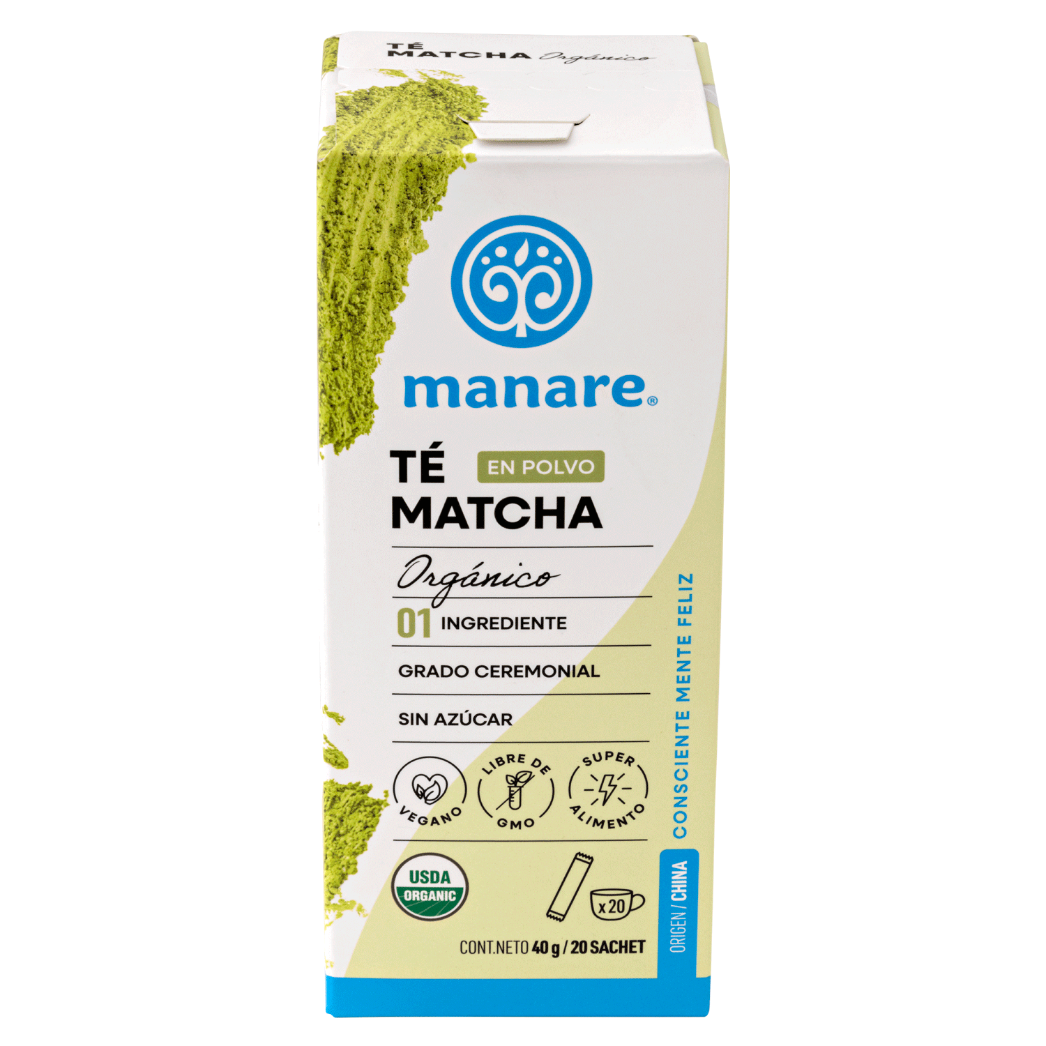 Té Matcha En Polvo Orgánico - 20 Sachets- 40gr - Manare