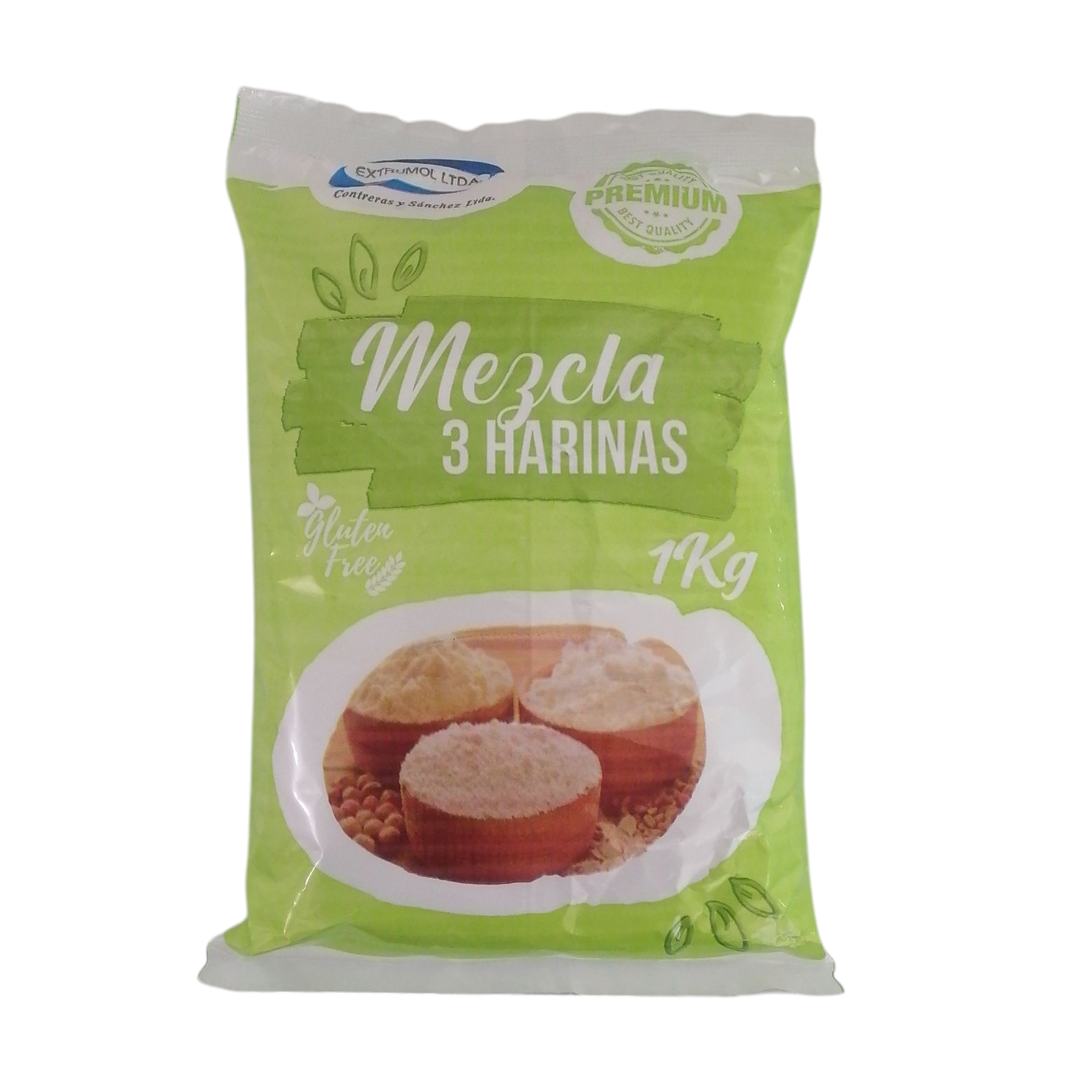 Mezcla 3 Harinas Sin Gluten (Arroz-Mandioca-Maíz) 1kg - Extrumol-Superalimentos-Mercado Silvestre