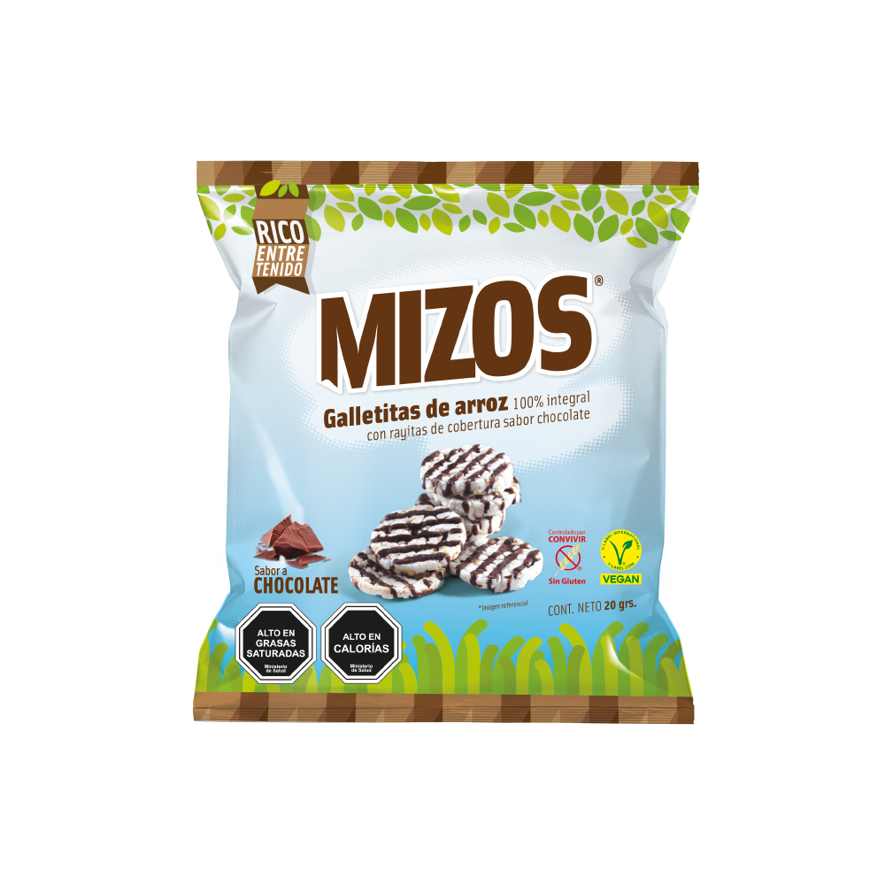 Galletitas de Arroz Integral Chocolate 20gr - Sin Gluten - Mizos