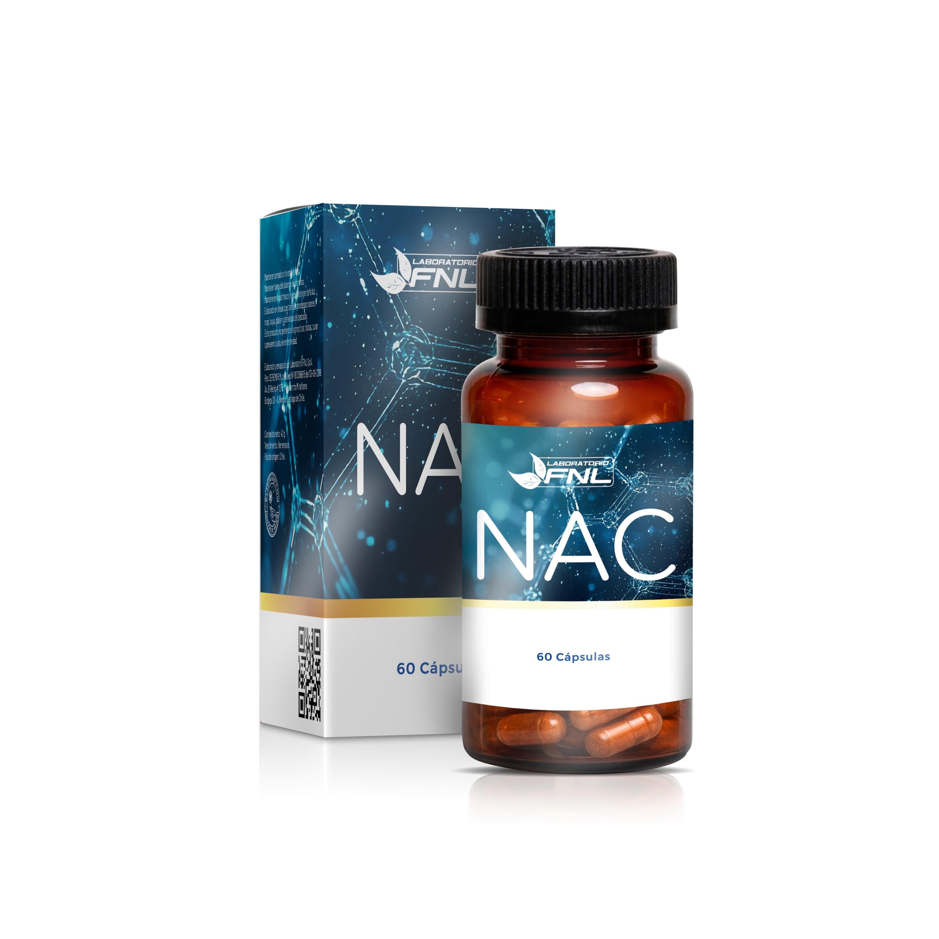 NAC N-Acetilcisteína 600mg 60 Cápsulas (2 meses) - Precursor del Glutatión, Antioxidante y Detox Hepático - FNL
