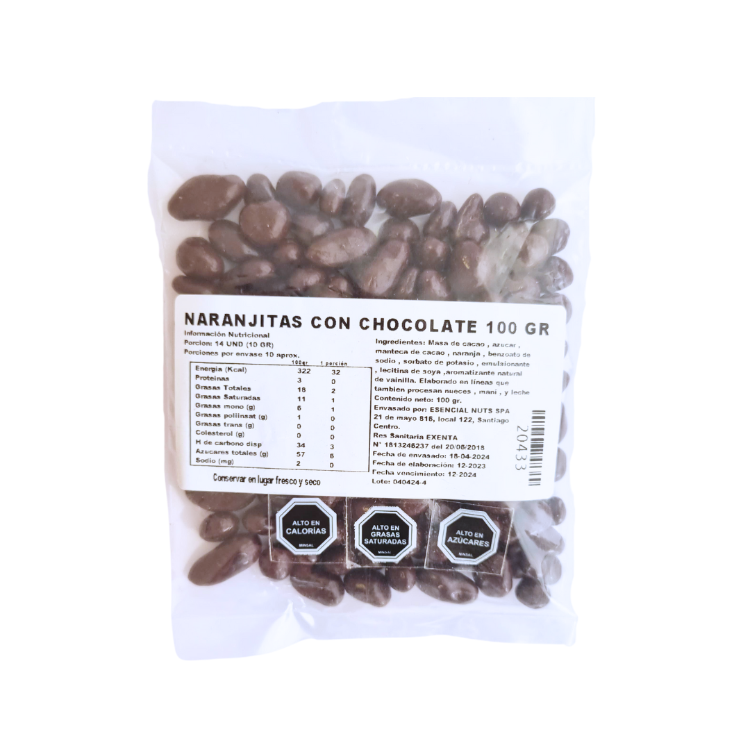 Naranjitas con Chocolate 100gr - Esencial Nuts-Frutos Deshidratados-Mercado Silvestre