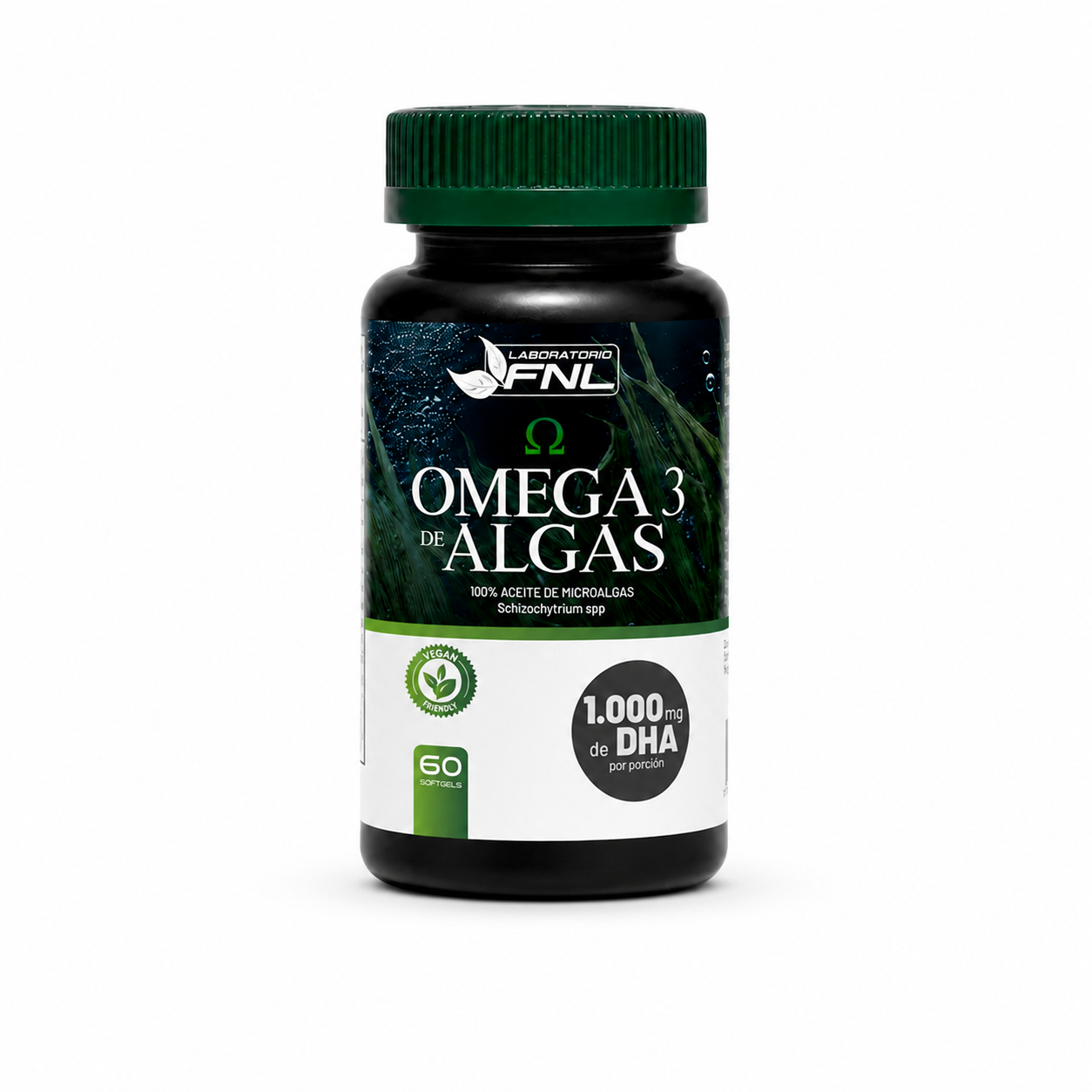 Omega 3 de Algas Vegano 1000mg DHA 60 Cápsulas Blandas (1 mes) - FNL