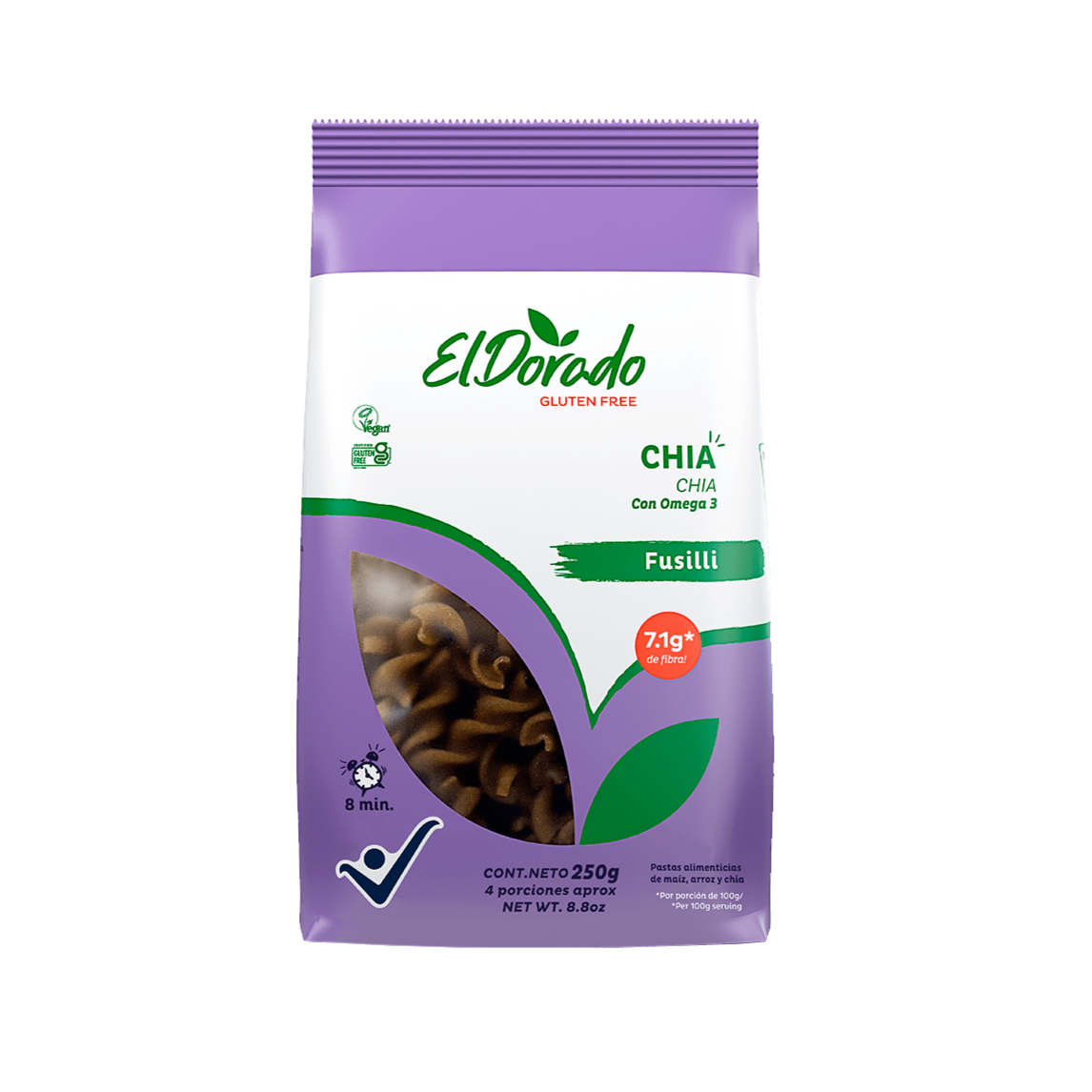 Fusilli de Chía Sin Gluten 250gr - El Dorado