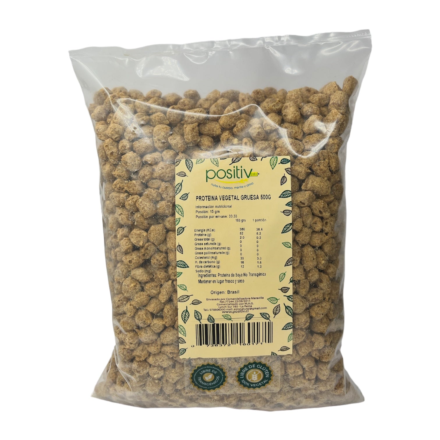 Carne Vegetal de Soya Gruesa (No Transgénica) 500gr Sin Gluten - Positiv