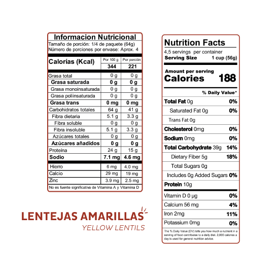 Pasta de Lentejas Amarillas Conchitas Sin Gluten 250gr - El Dorado-Arroz y Granos-Mercado Silvestre