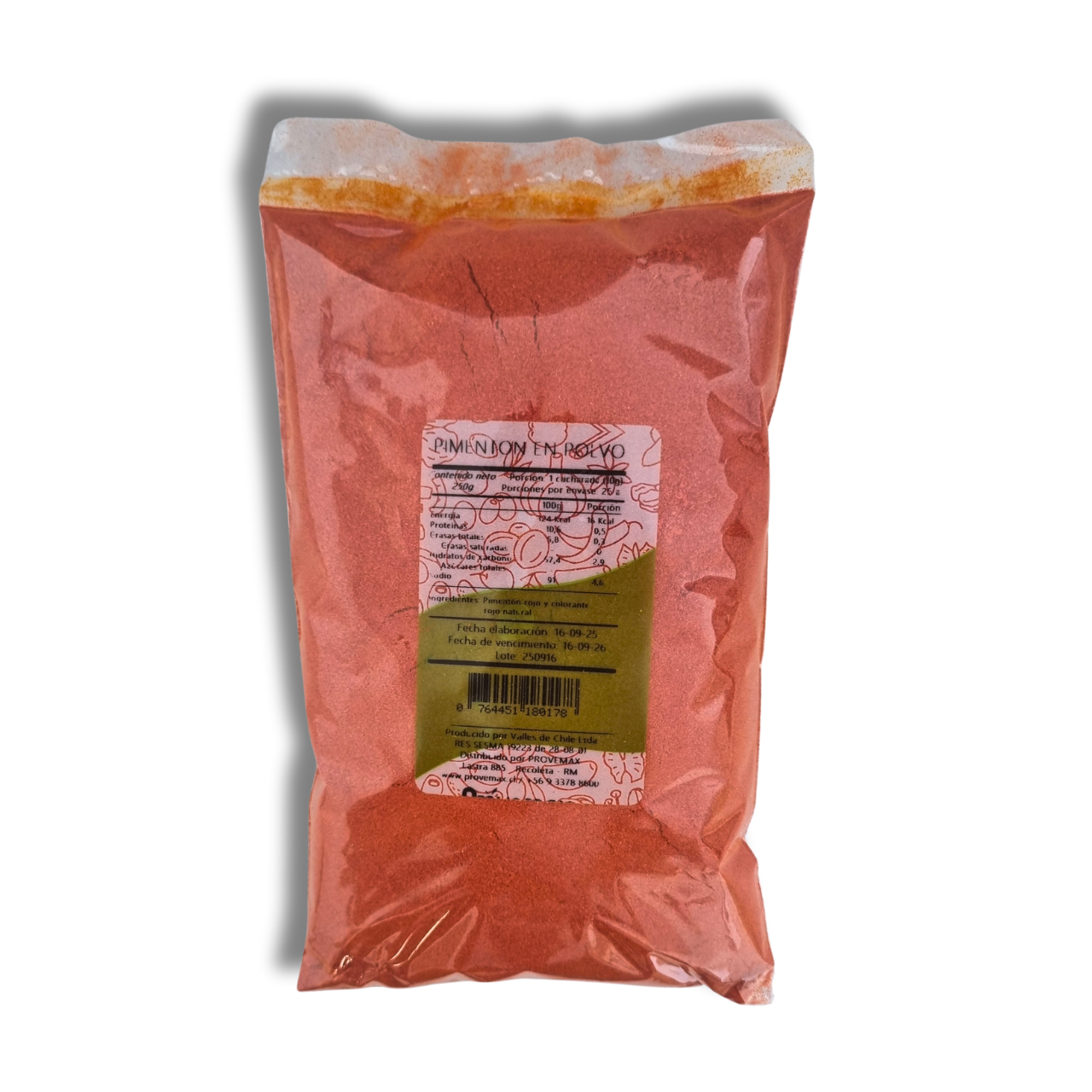 Pimentón Rojo En Polvo 250gr - Valles de Chile