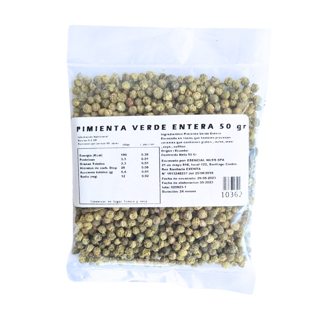 Pimienta Verde Entera 50gr - Esencial Nuts-Especias y Condimentos-Mercado Silvestre