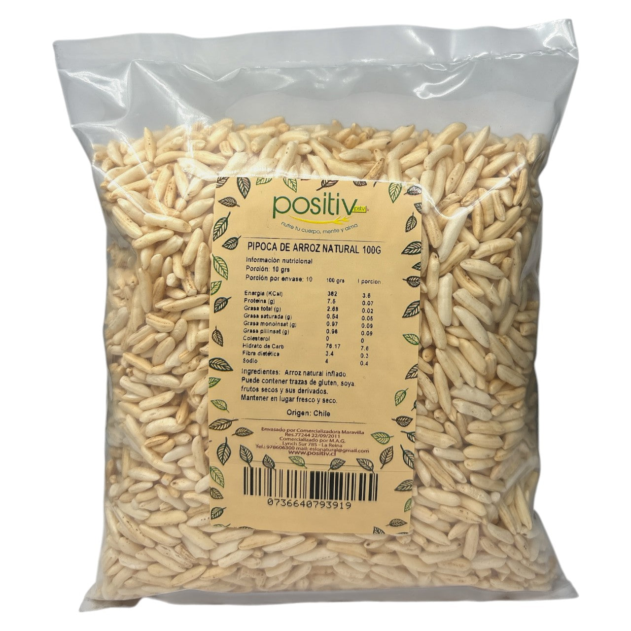 Pipoca de Arroz Natural 100gr - Positiv