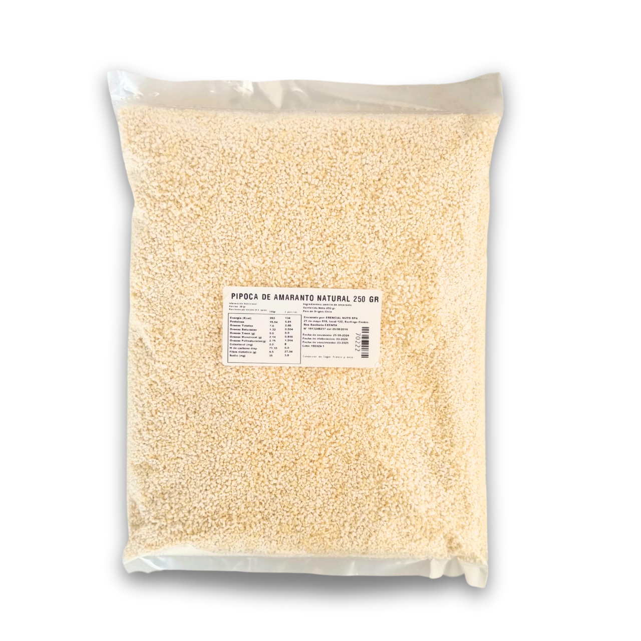 Pipoca de Amaranto Natural 250gr - Esencial Nuts-Cereales-Mercado Silvestre