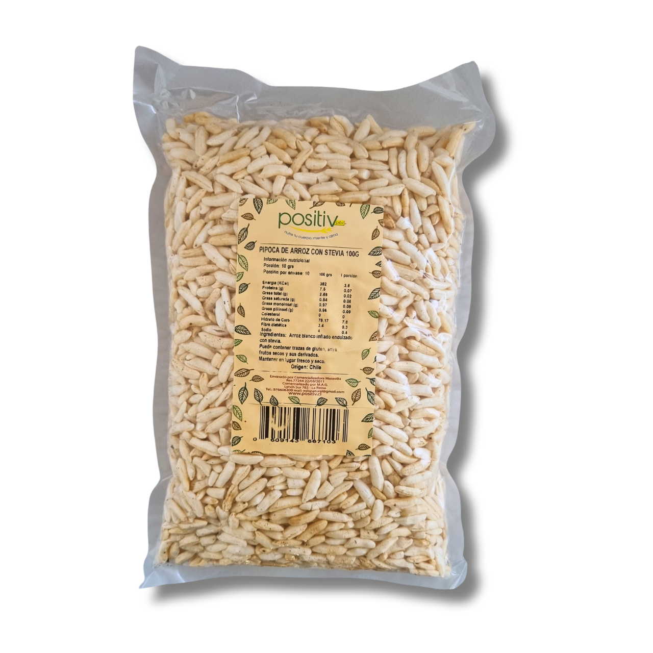 Pipoca de Arroz con Stevia 100gr - Positiv
