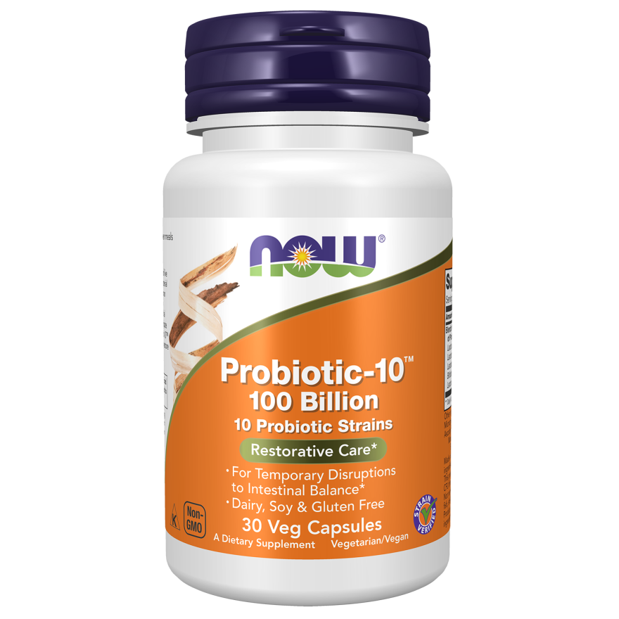 Probiotic-10, 100 Billones, 30 Cápsulas Veg (1 mes) - Now Foods-Vitaminas-Mercado Silvestre