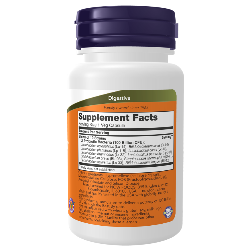 Probiotic-10, 100 Billones, 30 Cápsulas Veg (1 mes) - Now Foods-Vitaminas-Mercado Silvestre