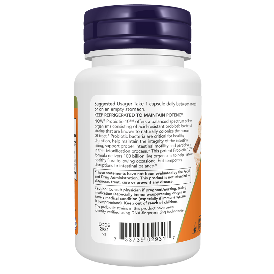 Probiotic-10, 100 Billones, 30 Cápsulas Veg (1 mes) - Now Foods-Vitaminas-Mercado Silvestre