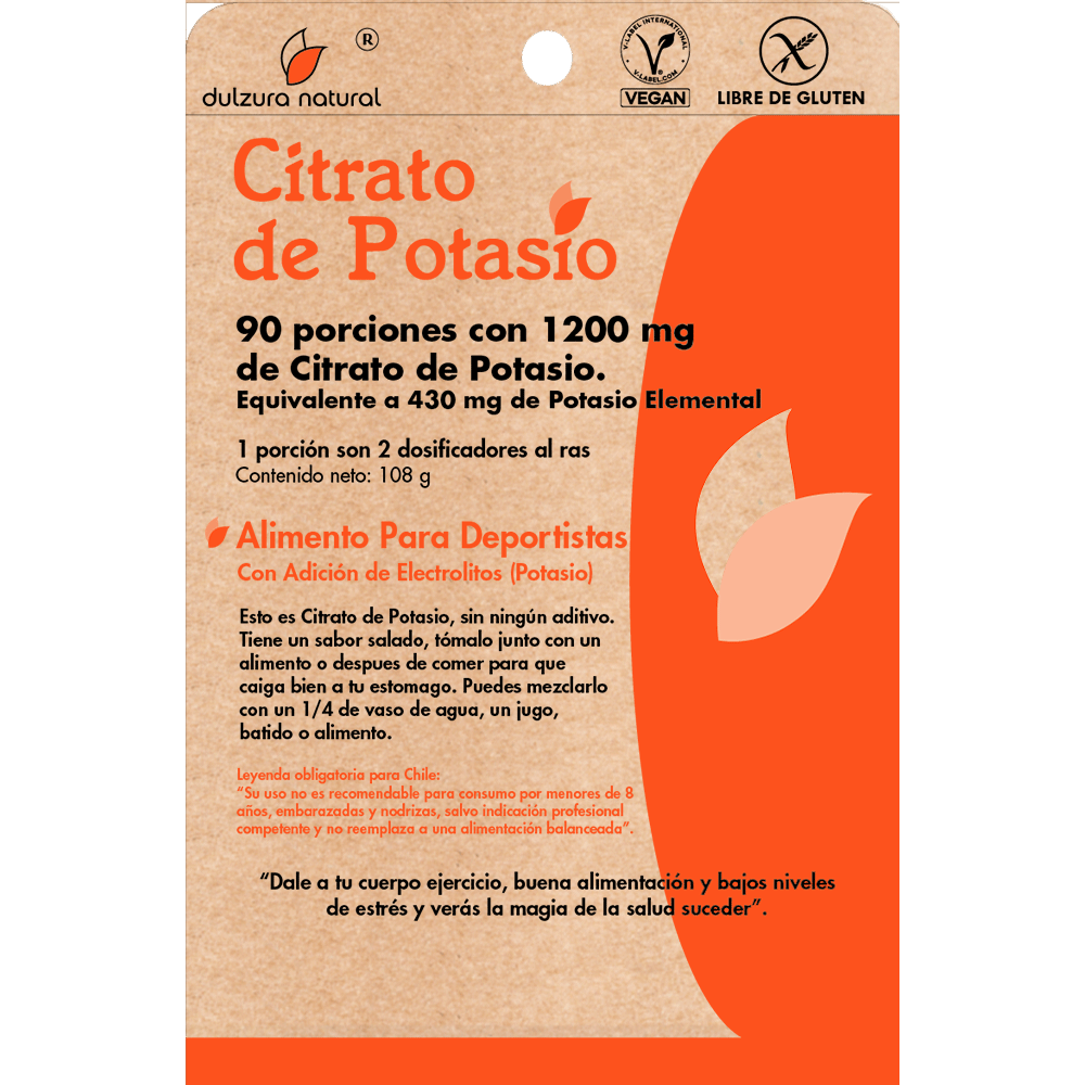 Citrato de Potasio 1200mg - 90 porciones - Dulzura Natural-Vitaminas-Mercado Silvestre