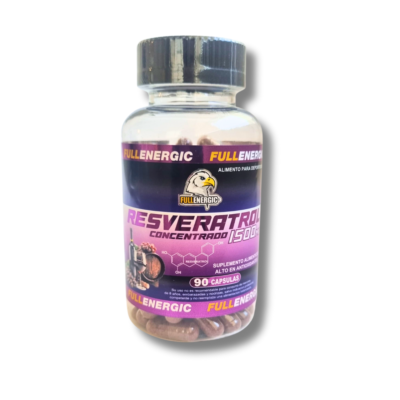 Resveratrol Concentrado 1500mg 90 Cápsulas (1 mes) - Full Energic-Vitaminas-Mercado Silvestre