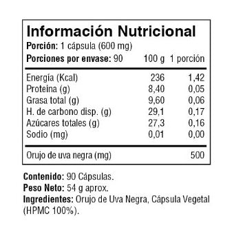 Resveravital (Resveratrol) – Orujo de Uva Negra 500mg – 90 Cápsulas Vegetales (3 meses) – Fuente Vital