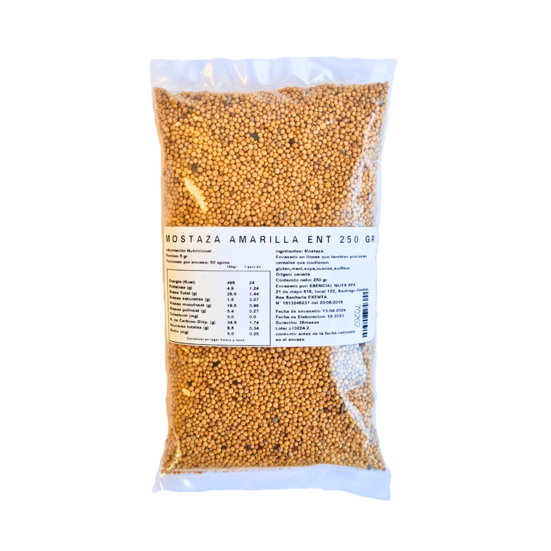 Semilla de Mostaza Amarilla 250gr - Esencial Nuts-Especias y Condimentos-Mercado Silvestre