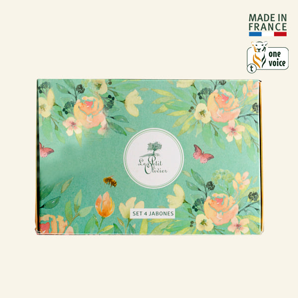 Set de Regalo 4 Jabones Sólidos Extra Suave - Verbena Limón - Rosa - Lavanda - Argán 100gr c/u - Le Petit Olivier