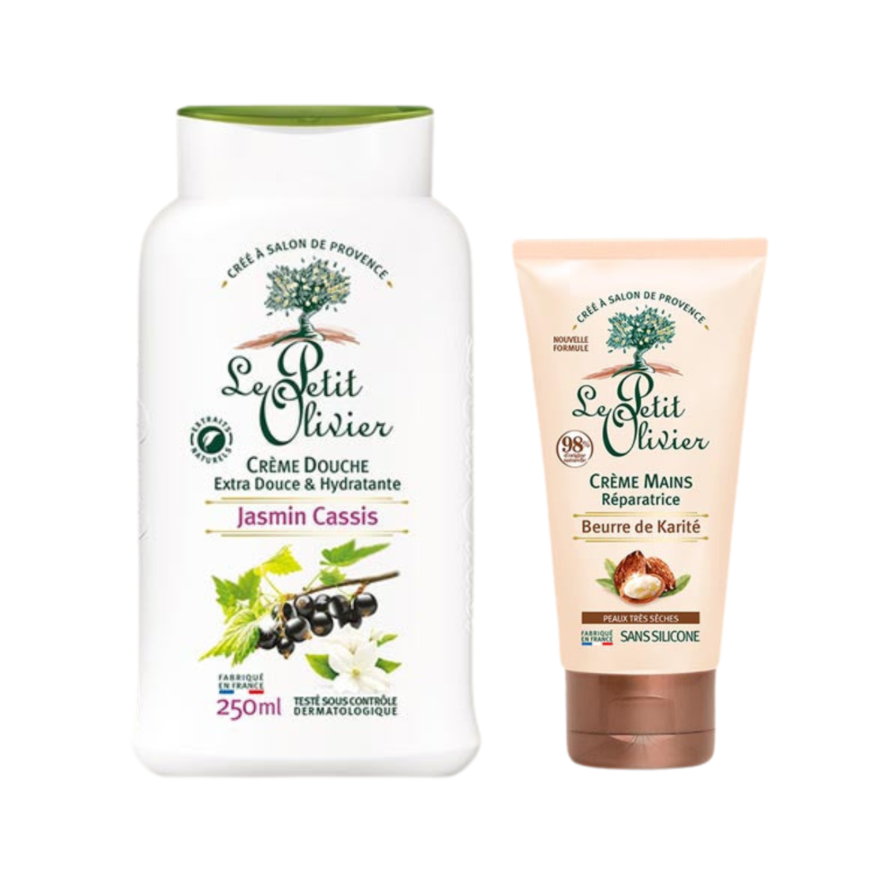 Set de Regalo Crema Manos Karite 75ml & Crema de Ducha Jazmín 250ml - Le Petit Olivier