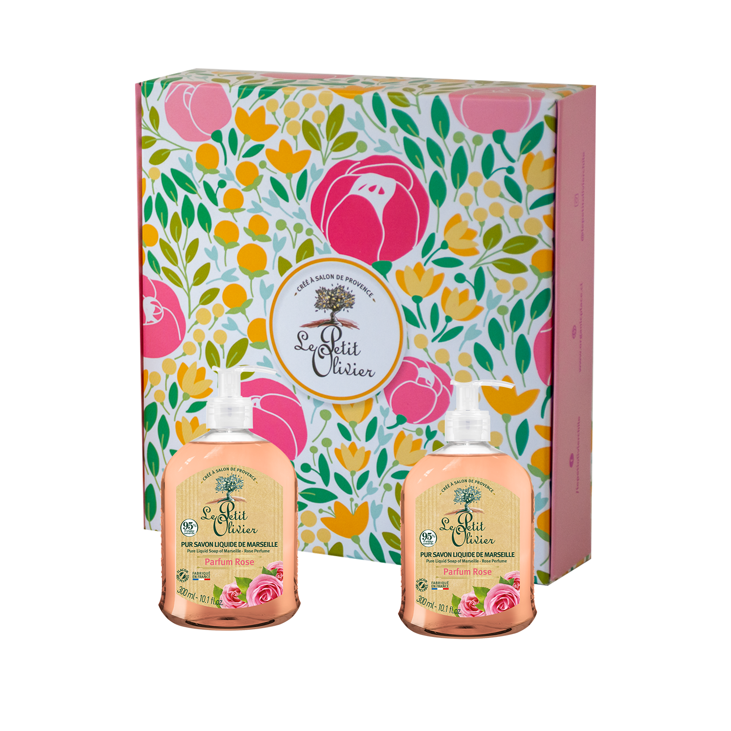 Set de Regalo 2 Jabones Líquido de Marsella Rosa 300ml c/u - Le Petit Olivier