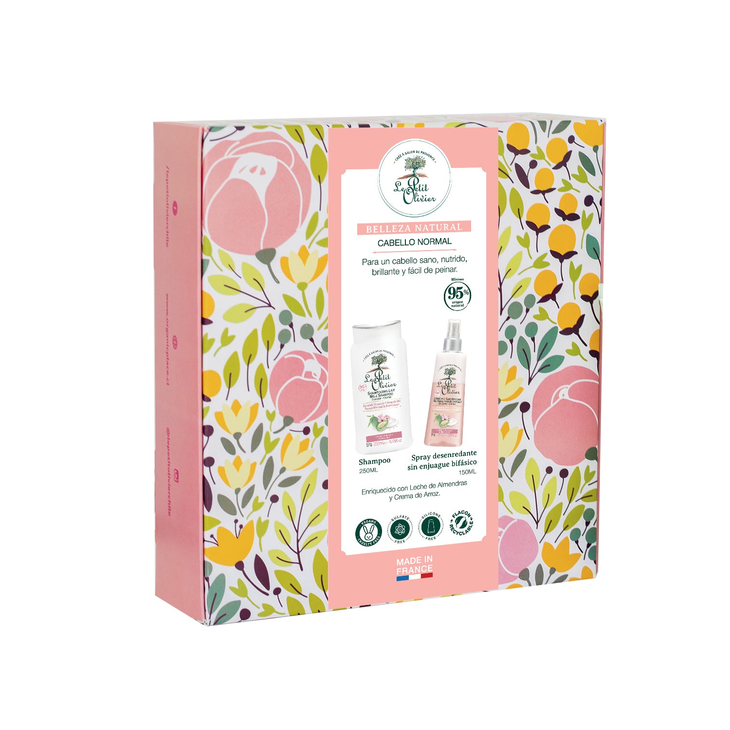 Set de Regalo Shampoo 250ml & Spray Desenredante Sin Enjuague 150ml Almendra Dulce - Le Petit Olivier