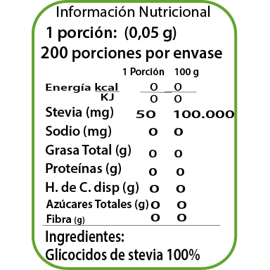 Stevia Pura 10gr - 200 tazas - Dulzura Natural-Endulzantes-Mercado Silvestre