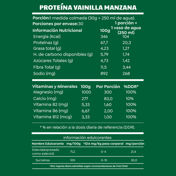 Proteína Vegetal Lean Active Vainilla Manzana Sin Azúcar 900gr - Cáscara Foods-Vitaminas-Mercado Silvestre