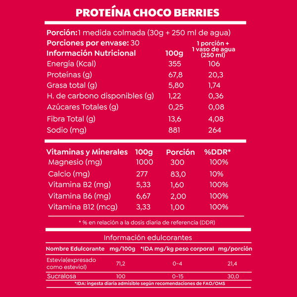 Proteína Vegetal Lean Active Chocolate Berries Sin Azúcar 900gr - Cáscara Foods-Vitaminas-Mercado Silvestre