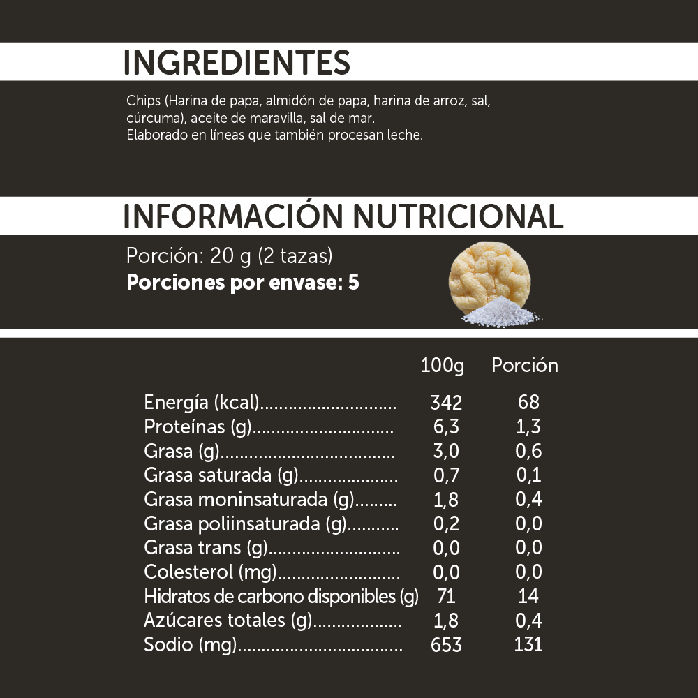 Popped Chips con sal de Mar Sin Gluten 105gr - Mizos-Snacks-Mercado Silvestre