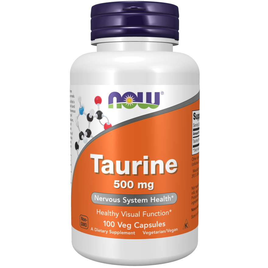 Taurina 500mg 100 Cápsulas Vegetales - Now Foods-Vitaminas-Mercado Silvestre