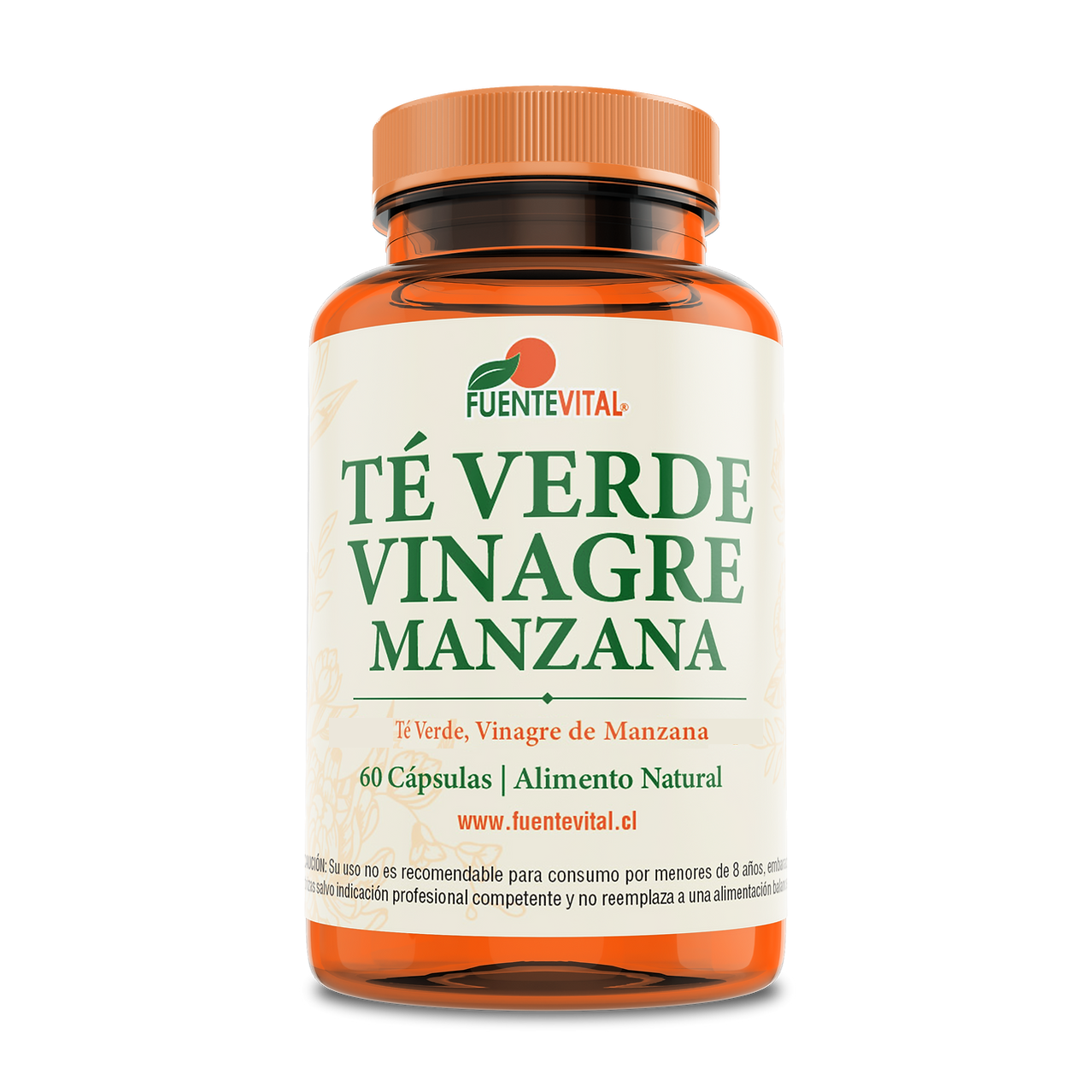 Té Verde + Vinagre de Manzana 506mg 60 Cápsulas (2 meses) - Fuente Vital-Vitaminas-Mercado Silvestre