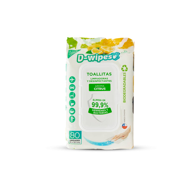 Toallitas Limpiadoras Desinfectantes Biodegradables Citrus 80 Unidades - Teza