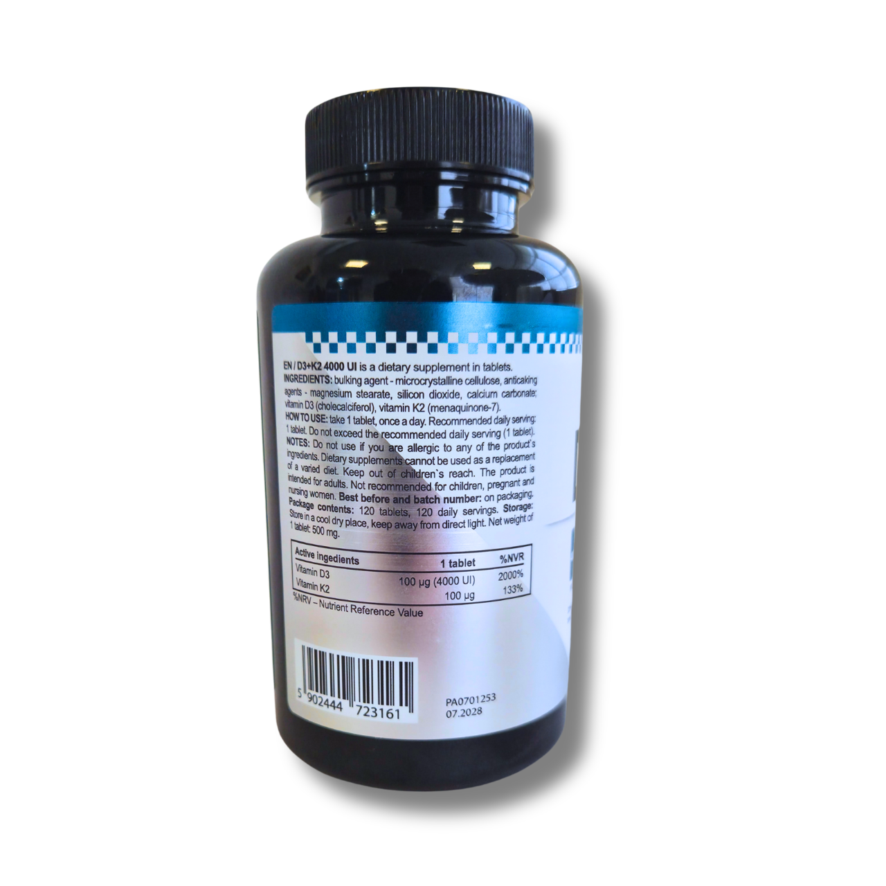 Vitamina D3 (4000 UI) + K2 MK-7 (100 mcg) – 120 Tabletas (4 meses) - Proactive