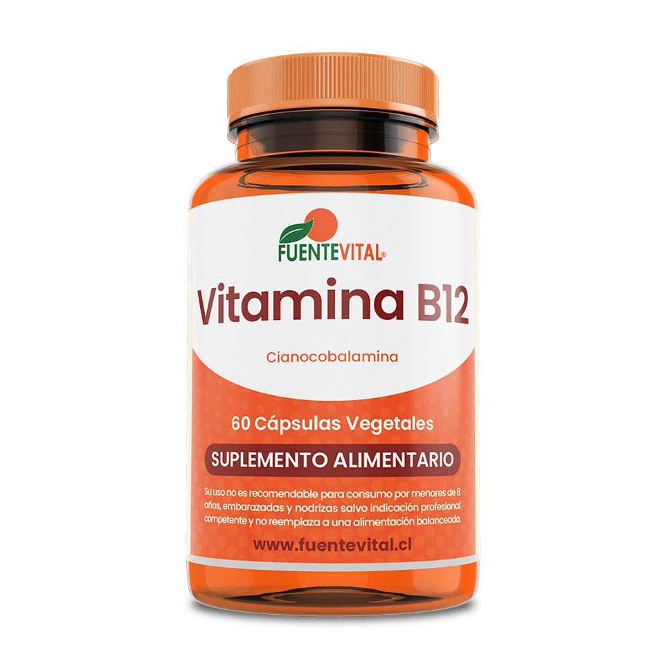 Vitamina B12 12mcg (Cianocobalamina) 60 Cápsulas Vegetales - Fuente Vital