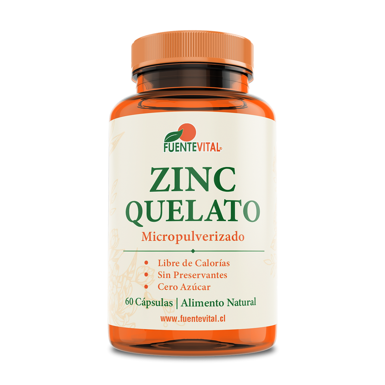Zinc Quelato (Bisglicinato) 60 Cápsulas (2 meses) - Fuente Vital-Vitaminas-Mercado Silvestre