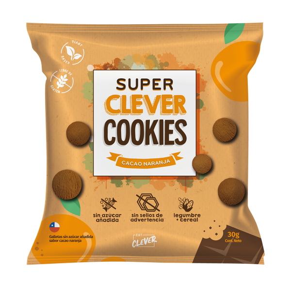 Super Clever Cookies Mini Cacao Naranja 30g - Eat Clever